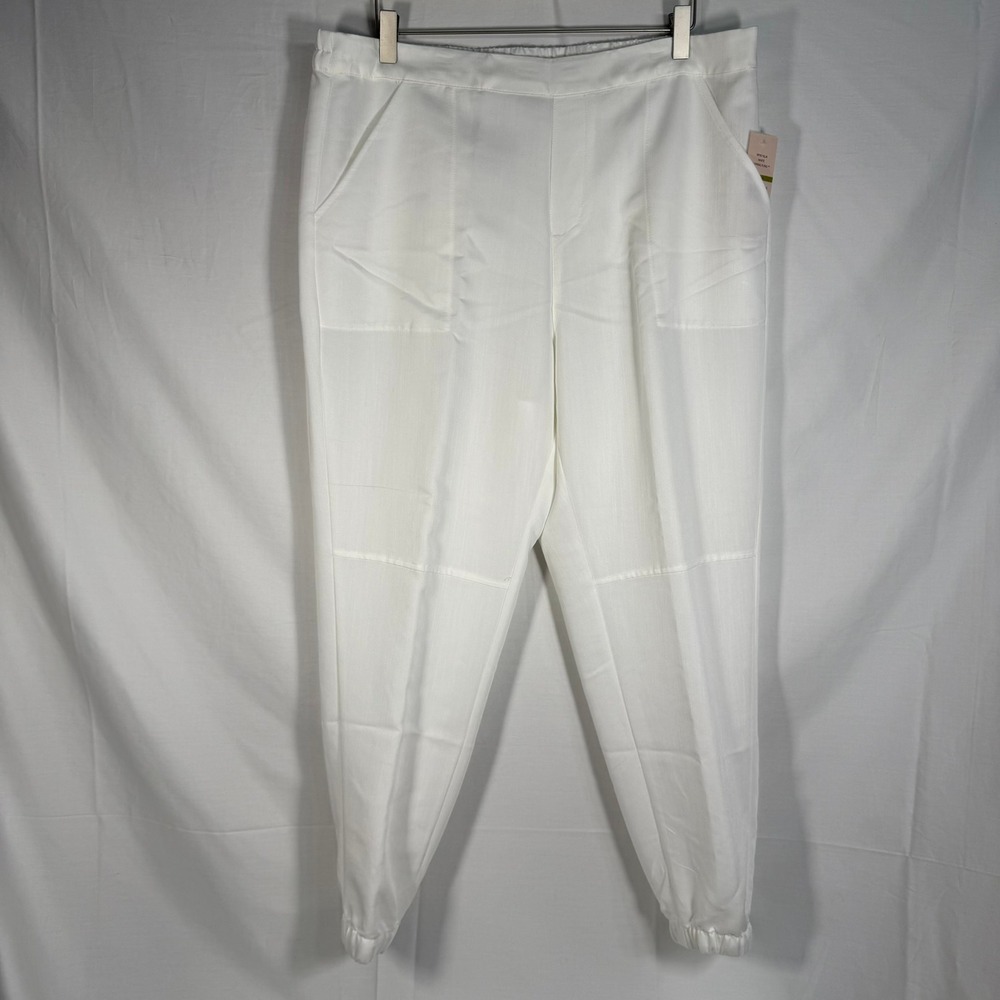 Nanette Lepore White Joggers NWT Size‎ 14 Spring Fling Elastic Waist Pants